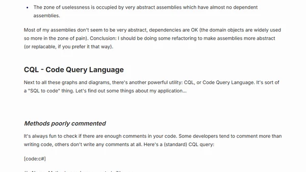Detailed code metrics with NDepend