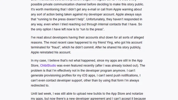 Apple has locked me out of my developer account (UPDATED)
