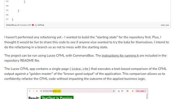 GildedRose Refactoring Kata In ColdFusion