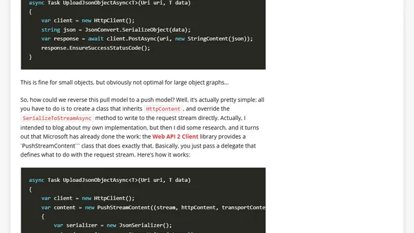 Uploading data with HttpClient using a "push" model