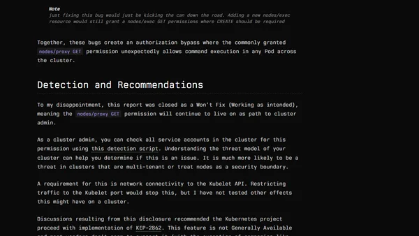 Kubernetes Remote Code Execution Via Nodes/Proxy GET Permission