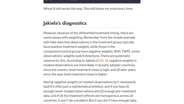 Exploring Pamela Jakiela’s simple TWFE diagnostics with R