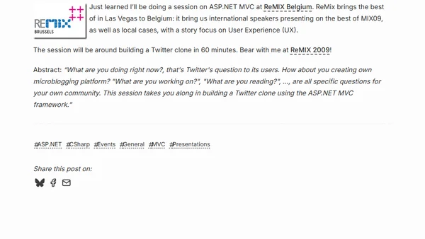 ReMIX Belgium session on ASP.NET MVC