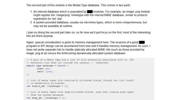 Implementing a MIME database in XXXX