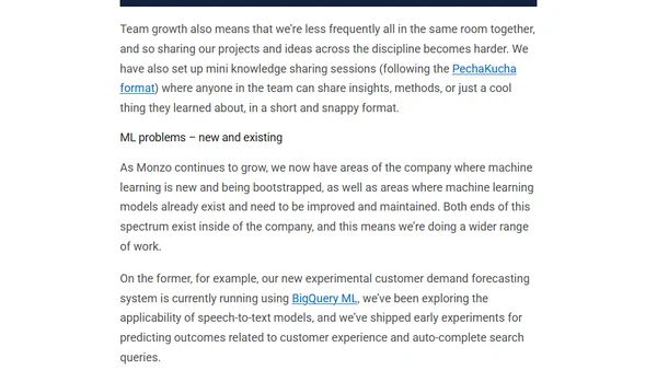 Machine Learning @ Monzo in 2022