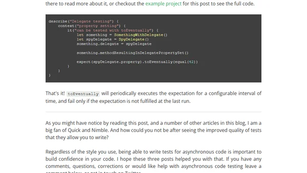Async Testing with Quick and Nimble