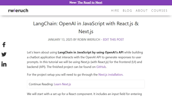 LangChain: OpenAI in JavaScript with React.js & Next.js