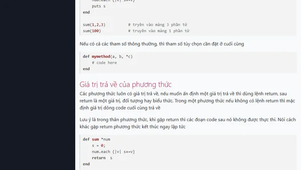 Phương thức khai báo và sử dụng phương thức trong Ruby