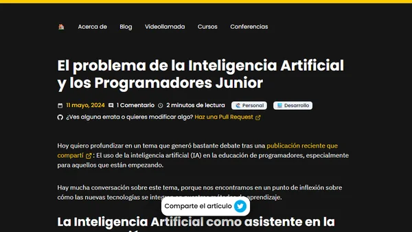El problema de la Inteligencia Artificial y los Programadores Junior