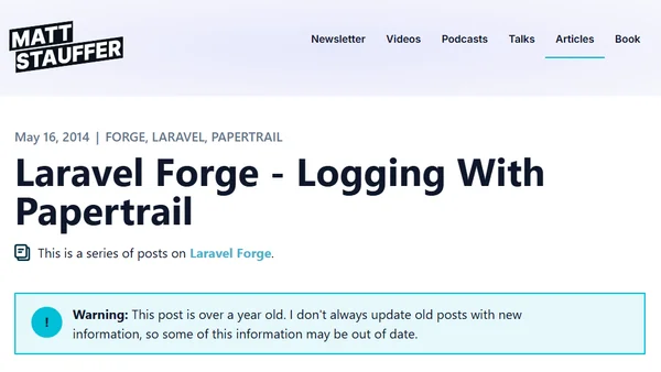 Laravel Forge - Logging With Papertrail