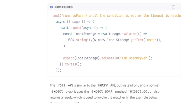 The different retry APIs from Playwright