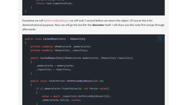 Decorator Pattern using the example of a cached repository