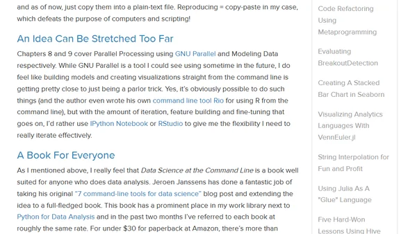 Review: Data Science at the Command Line