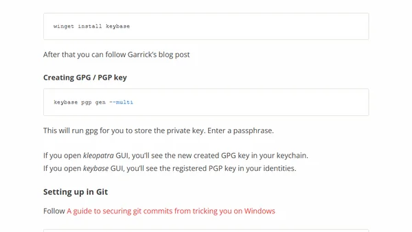 Signed git commit with Keybase and Gpg on Windows 10