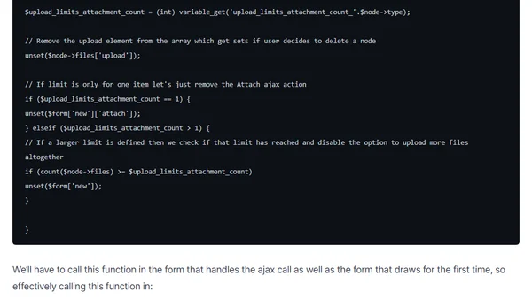 Restricting Drupal’s upload module to N attachments