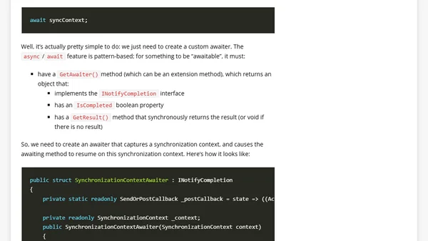Explicitly switch to the UI thread in an async method