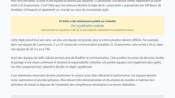 La taille d'une équipe est importante