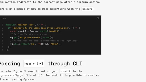 Cypress basics: Using baseUrl