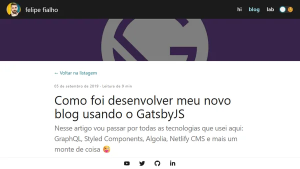 Como foi desenvolver meu novo blog usando o GatsbyJS