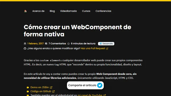 Cómo crear un WebComponent de forma nativa