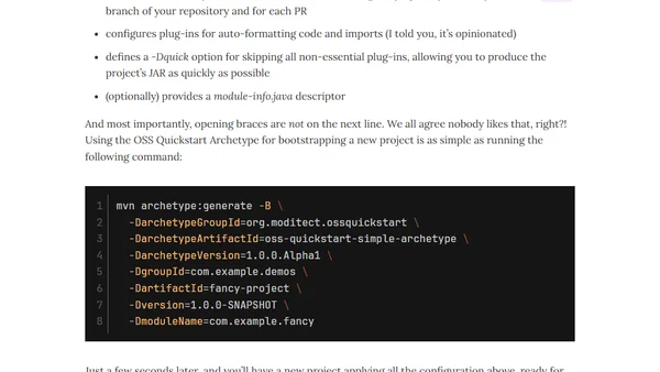 Introducing the OSS Quickstart Archetype