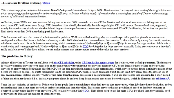 The container throttling problem