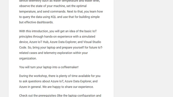 Free in-person workshop “Experience the basics of Azure IoT, Dashboarding … and beyond” at BitBash