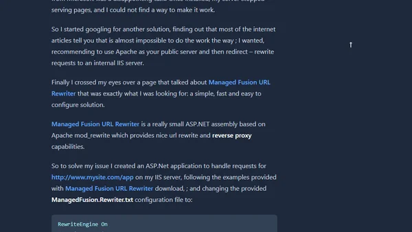 Running Apache behind an IIS server. .Net Solution