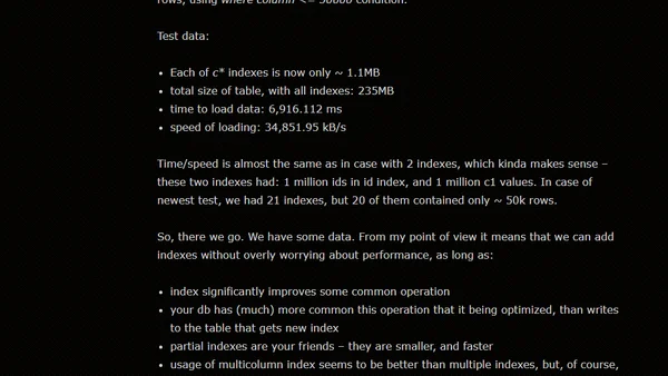 What is index overhead on writes?