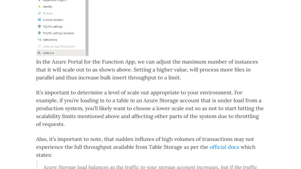 Bulk Load To Azure Table Storage Using Azure Function Scale Out