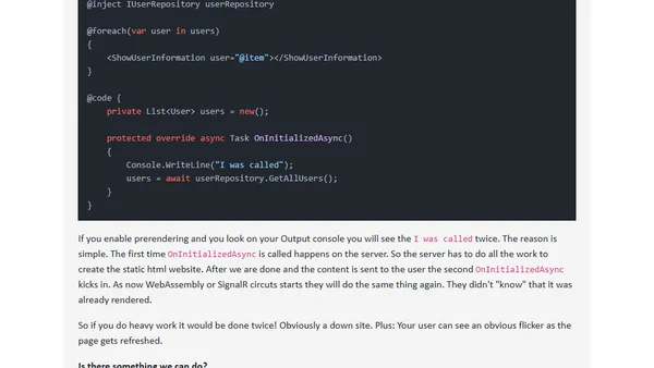 Prerendering Blazor Apps - How does it work / tips and tricks