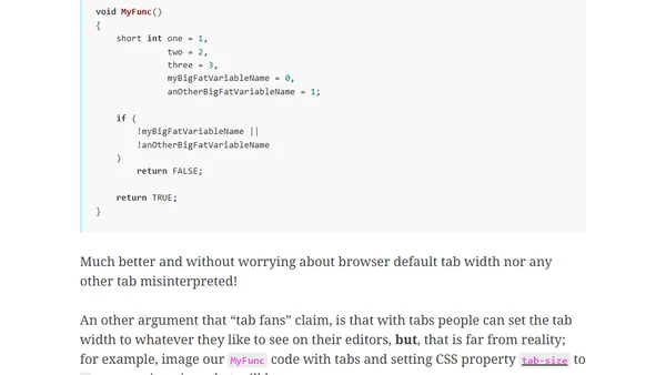 Never use TABS for code indentation
