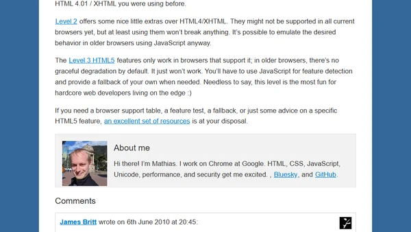 The three levels of HTML5 usage