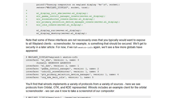Writing a Wayland Compositor, Part 2: Rigging up the server