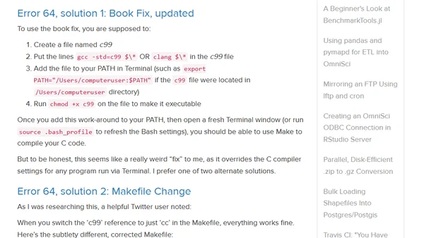 21st Century C: Error 64 on OSX When Using Make