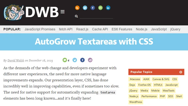 AutoGrow Textareas with CSS