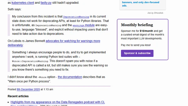 Deprecations via warnings don’t work for Python libraries