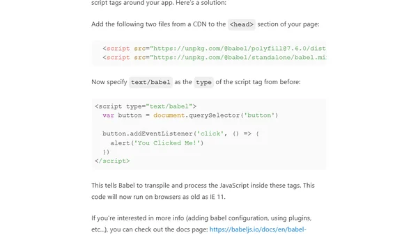 Using Babel Without The Build (Inline JS FTW!!!)