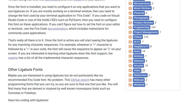 Font Ligatures for your Code Editor and Terminal