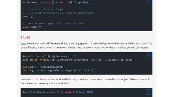 Delegate, Action, Func, Lambda expression - What the heck!?