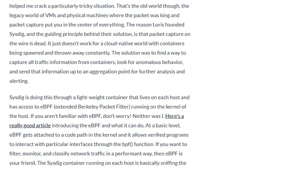 Sysdig - Monitoring via eBPF