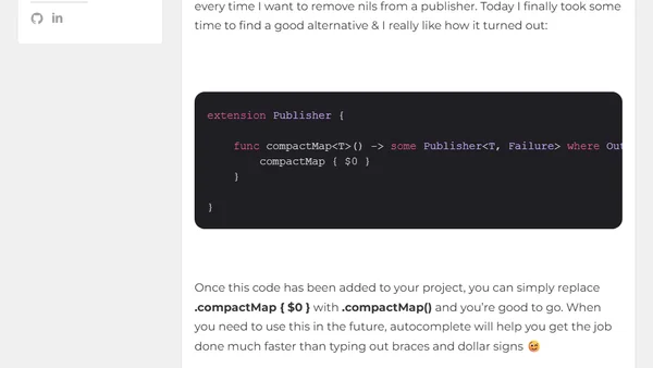 Shortcut for ".compactMap { $0 }" in Combine (Swift) | The Swift Dev Blog