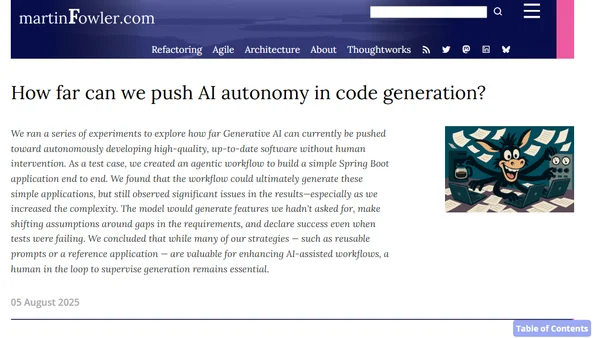 How far can we push AI autonomy in code generation?