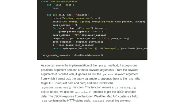 Pyodide, PyScript - Monkey patching requests