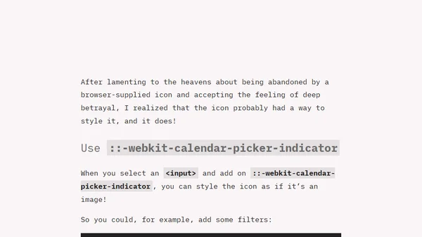 Styling the icon for HTML date and time types