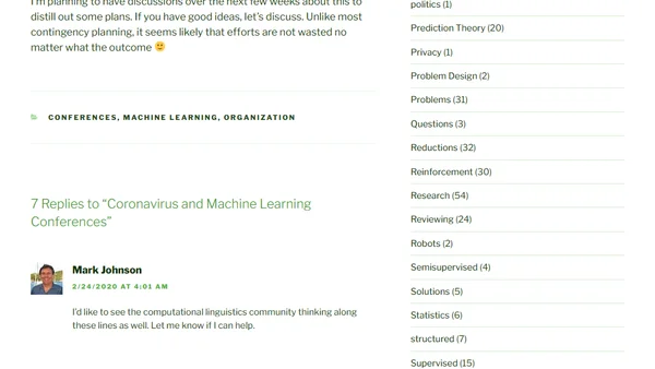 Coronavirus and Machine Learning Conferences