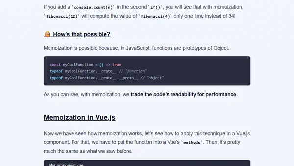 Vue.js Performance Improvement with Memoization