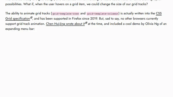 Animated Grid Tracks with :has()