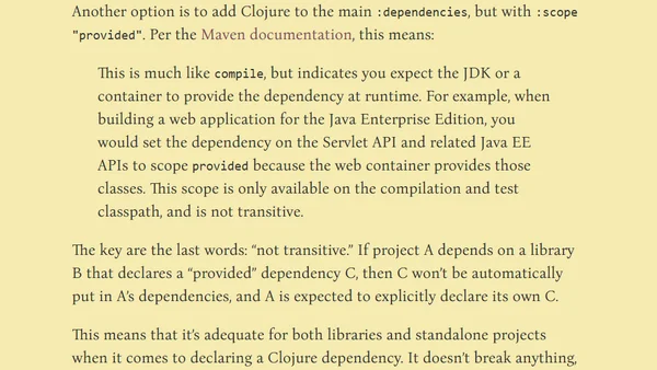 Clojure as a dependency