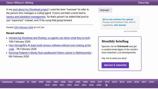 Supervisor, not overseer